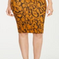 Thalia Sodi Women's Zipper Printed Scuba Skirt Yellow Size Large