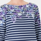 Karen Scott Women's Floral Striped Boat Neck Top Blue Size Petite X-Large