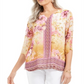 JM Collection Women's Floral Print Top Yellow Size Petite