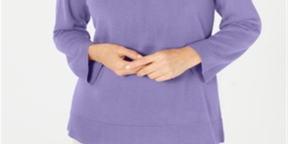 Karen Scott Women's Bateau Neck Long Sleeve Sweater Purple Size Small