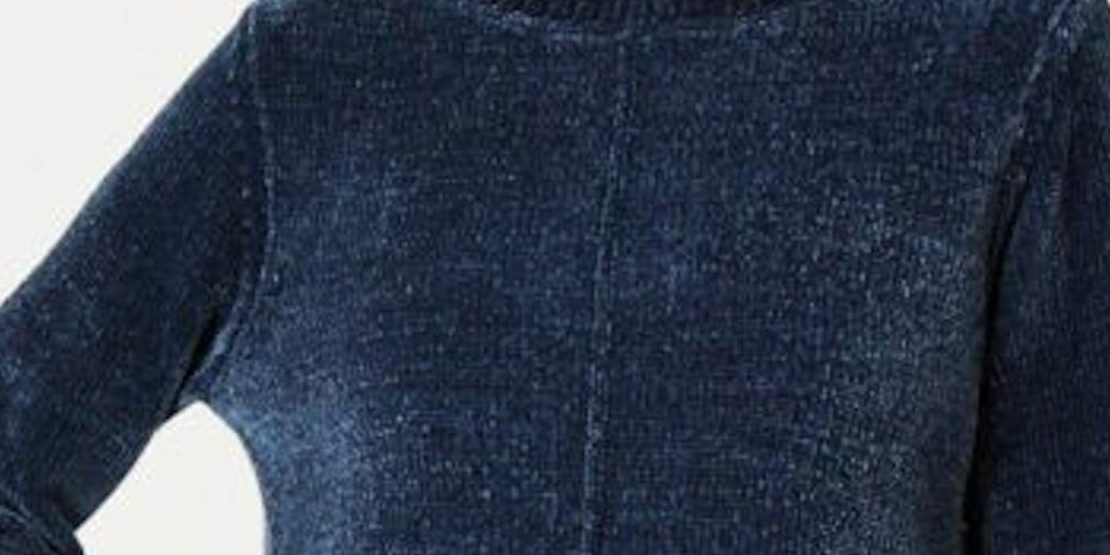 Style & Co Women's Textured Heather Long Sleeve Crew Neck Blouse Sweater Blue Size XX-Large