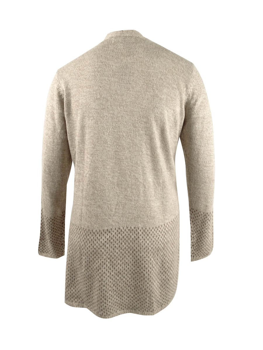 Karen Scott Women's Open Front Contrast Trim Cardigan Brown Size XX-Large