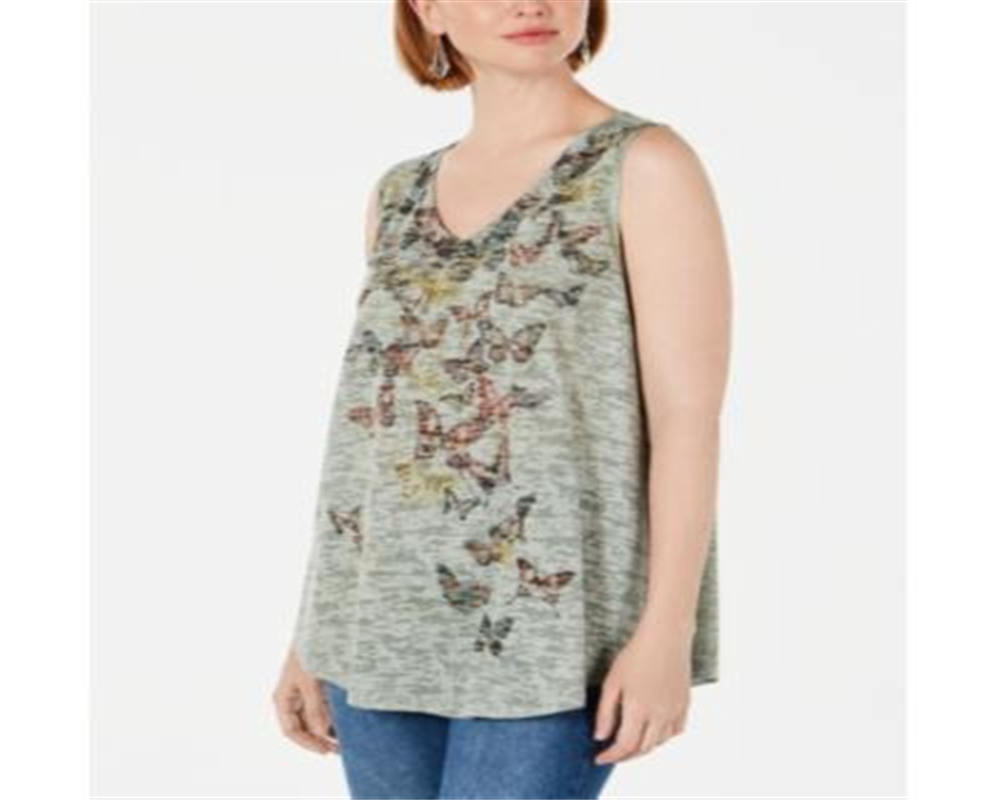 Style & Co Women's Embellished V Neck Top Pink Size X-Small