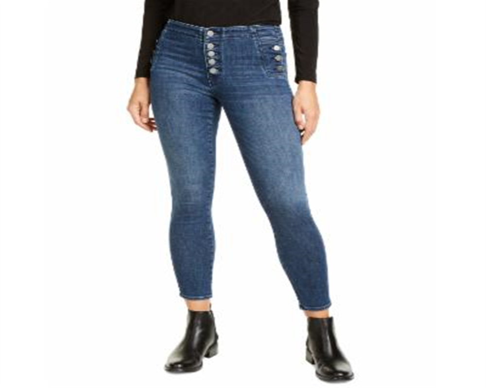 Vigoss Jeans Women's Marley Exposed Button Skinny Jeans Blue Size 31