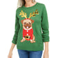 Karen Scott Women's Christmas Pug Sweater Green Size Petite S