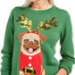 Karen Scott Women's Christmas Pug Sweater Green Size Petite S