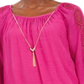 JM Collection Women's Textured Crochet Sleeve Necklace Gauze Top Pink Size XX-Large
