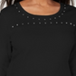 Karen Scott Women's Scoop Neck Studded Top Black Size Small