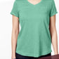 Style & Co Women's Short Sleeve V Neck T-Shirt Green Size Petite X-Large