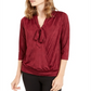 Alfani Women's Tie Neck Top Red Size Petite X-Large