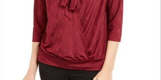 Alfani Women's Tie Neck Top Red Size Petite X-Large