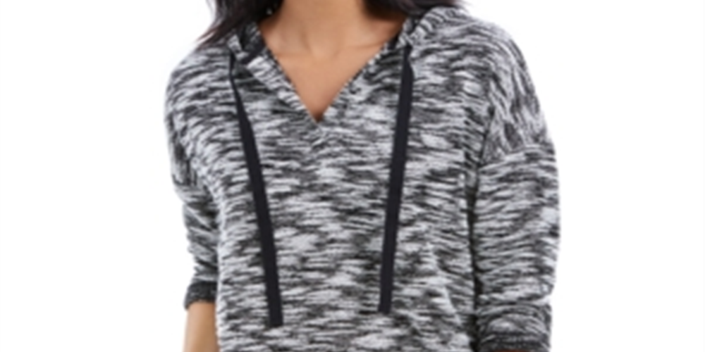 Style & Co Women's Space Dyed French Terry Hoodie Black Size Small