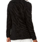 JM Collection Women's Animal Print Eyelash Cardigan Black Size Petite L