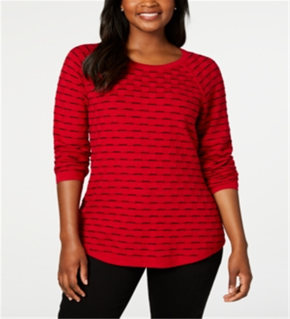 Karen Scott Women's Textured Sweater Red Size Large