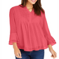 Charter Club Women's Double Ruffle Top Coral Size Petite Small
