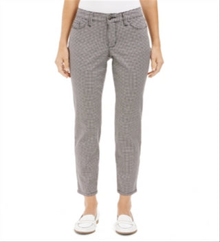 Charter Club Women's Houndstooth Skinny Tummy Control Jeans Black Size 16
