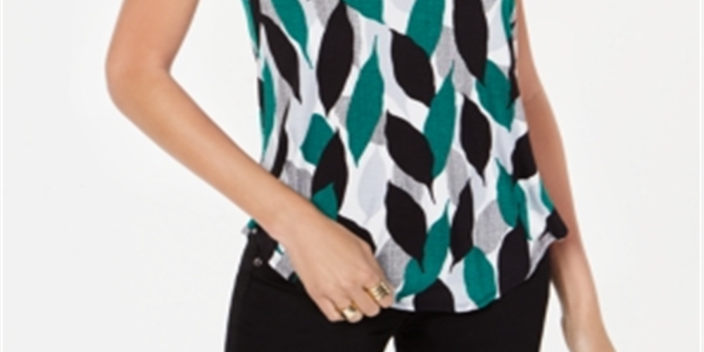 Alfani Women's Printed Round Hem T-Shirt Red Size PP