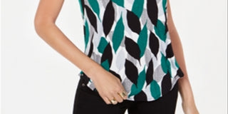 Alfani Women's Printed Round Hem T-Shirt Red Size PP