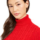 Charter Club Women's Ribbed Solid Long Sleeve Turtle Neck Sweater Red Size Petite Small