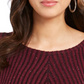 Style & Co Women's Textured Speckle Long Sleeve Jewel Neck T-Shirt Sweater Red Size Petite X-Large