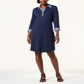 Karen Scott Women's Contrast Trim Cotton Shirtdress Blue Size Petite Small