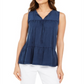 Style & Co Women's Cotton Sleeveless Peasant Top Blue Size Small
