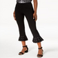 INC International Concepts Women's Studded Ruffle Hem Pants Black Size 2 Petite