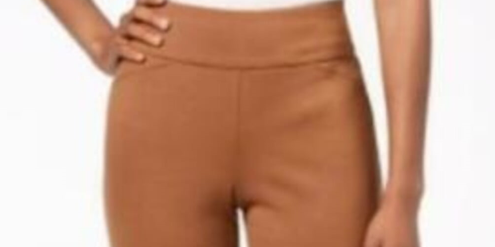 Charter Club Women's Solid Straight Leg Wear to Work Pants Brown Size 12