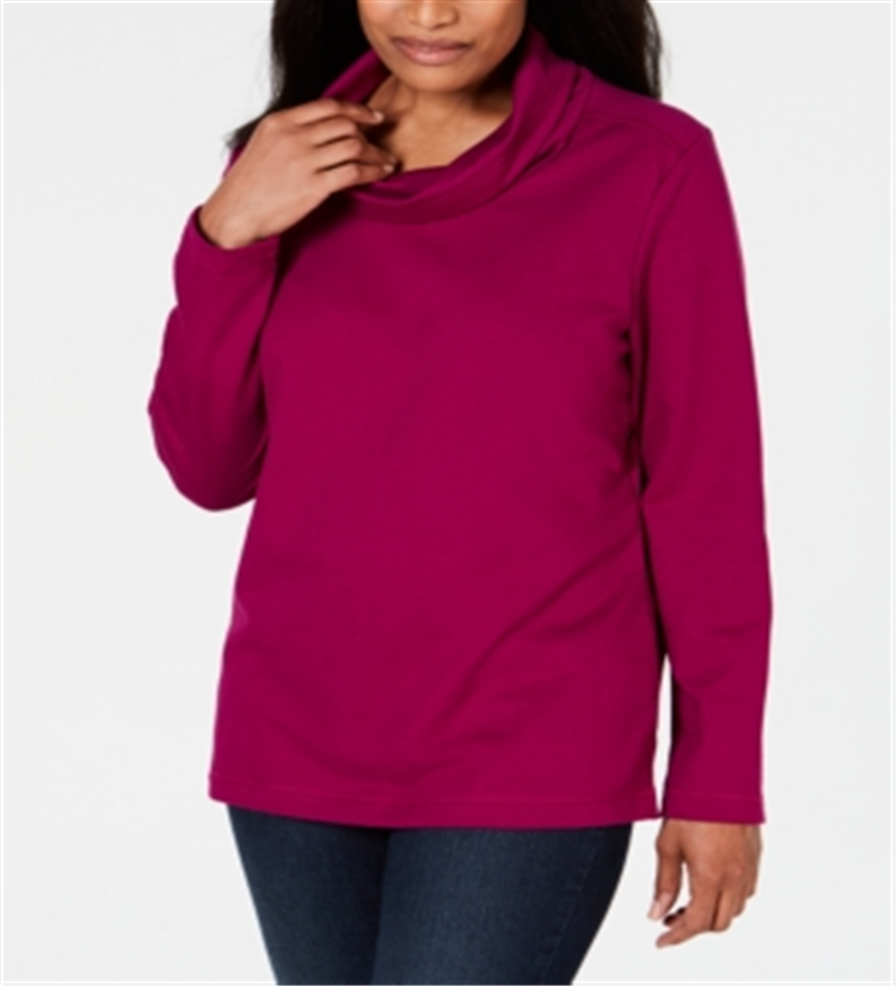 Karen Scott Women's Sport Cowl Neck Top Purple Size Medium