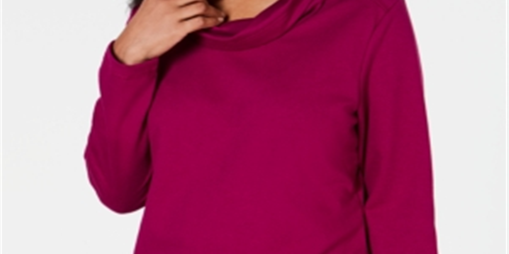 Karen Scott Women's Sport Cowl Neck Top Purple Size Medium