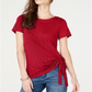 INC International Concepts Women's Side Ruched T-Shirt Red Size Petite P