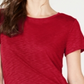 INC International Concepts Women's Side Ruched T-Shirt Red Size Petite P
