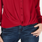 INC International Concepts Women's New Tie V Neck Long Sleeve Button up Casual Top Red Size Petite Small