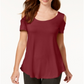 JM Collection Women's Cold Shoulder Swing T-Shirt Red Size X-Large
