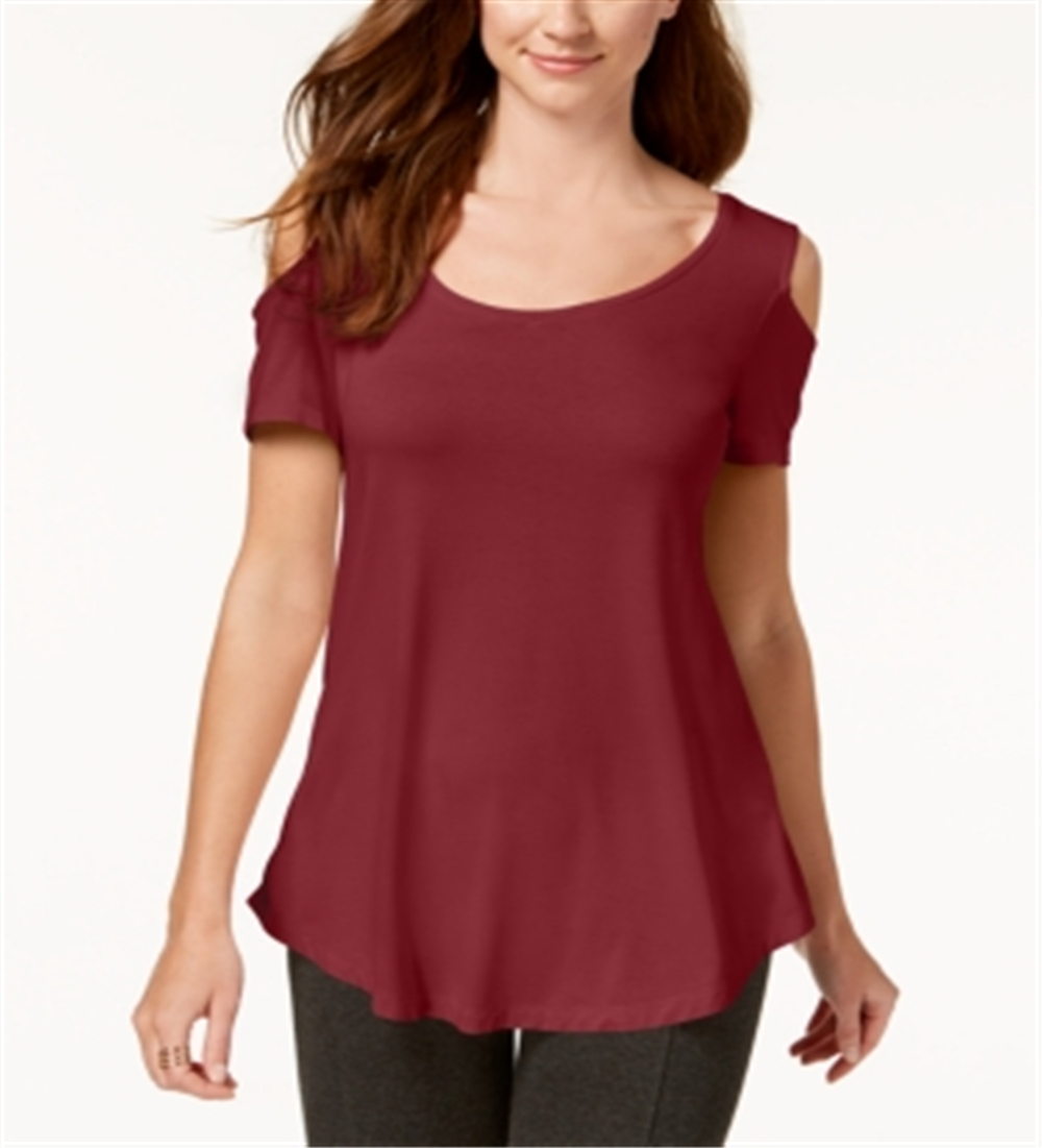 JM Collection Women's Cold Shoulder Swing T-Shirt Red Size X-Large