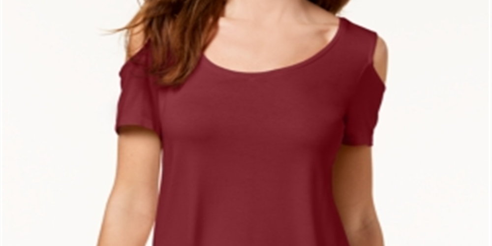 JM Collection Women's Cold Shoulder Swing T-Shirt Red Size X-Large