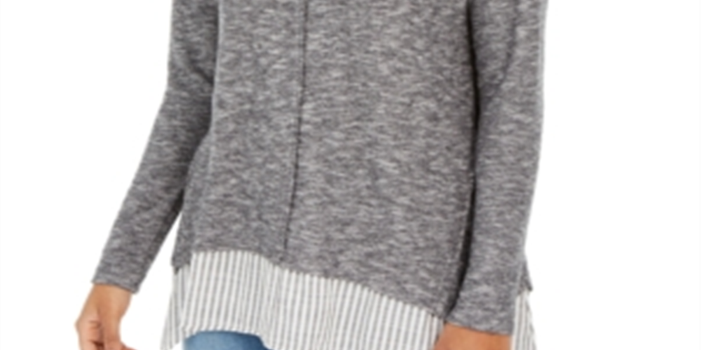 Style & Co Women's Layered Look Tunic Gray  Size Large