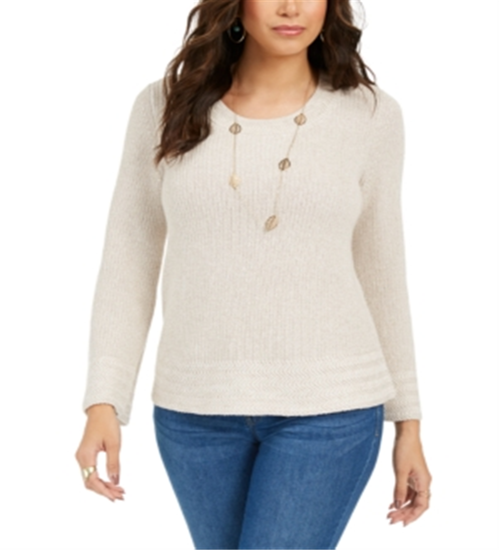 Style & Co Women's Boxy Knit Pullover Sweater Beige Size Medium