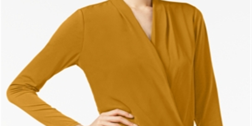 Alfani Women's Surplice Top Yellow Size Petite Medium