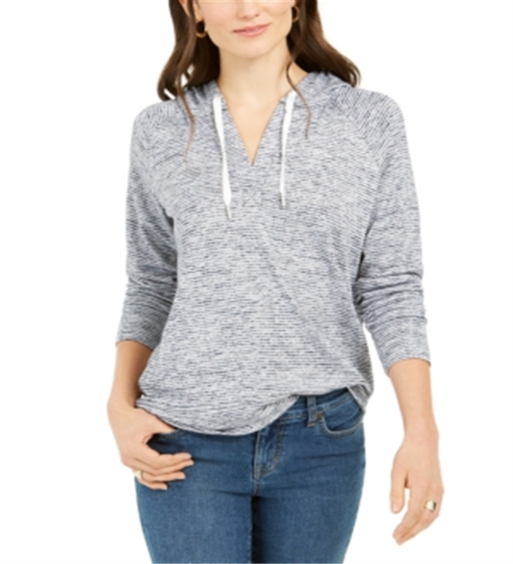 Style & Co Women's Stripe Hoodie Blue Size Small