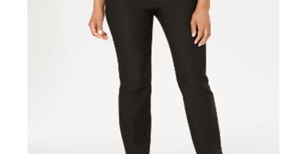Charter Club Women's Cambridge Skinny Pull on Tummy Control Pants Black Size 14