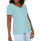 Karen Scott Women's Eyelet Shoulder V Neck Top Blue Size Large