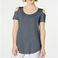 JM Collection Women's Cold Shoulder Swing T-Shirt Blue Size Small