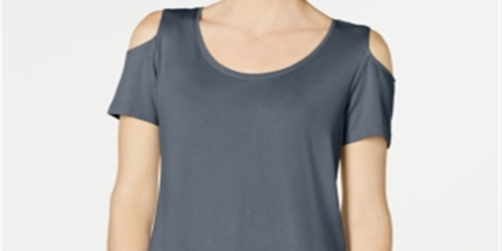 JM Collection Women's Cold Shoulder Swing T-Shirt Blue Size Small