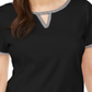 Karen Scott Women's T-Shirt Plaid Trim Keyhole Black Size Large