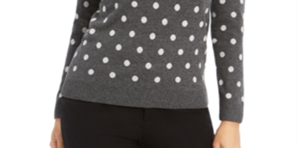 Charter Club Women's Dot Print Crewneck Sweater Gray Size X-Small