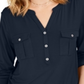 Style & Co Women's Split Neck Roll Tab Sleeve Top  Red Size X-Small