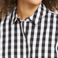 Charter Club Women's Gingham Print Tie Hem Shirt Black Size 16