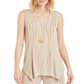 JM Collection Women's Sleeveless Textured Necklace Top Brown Size Large