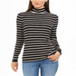 Charter Club Women's Striped Turtleneck Top Black Size X-Small